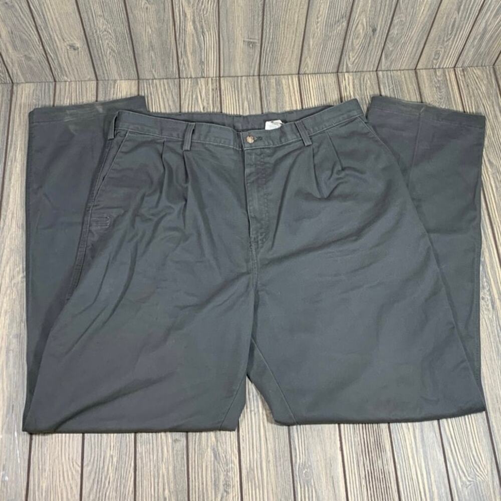 Carhartt Men Vintage Pleated Chino Khaki Pants 40x34 Gray Cotton Comfort B1320LV